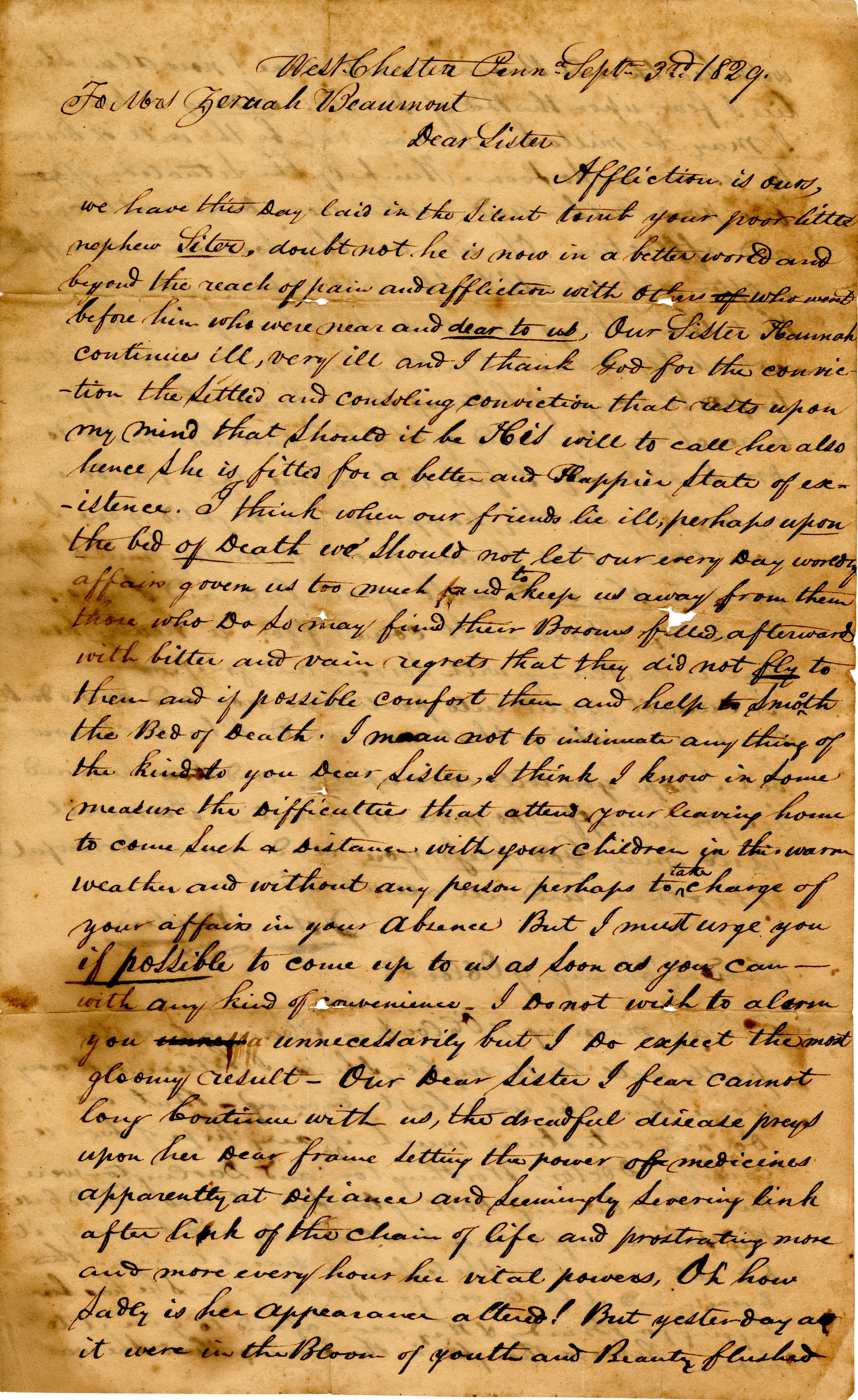 1821 Letter_page 1_from John Newlin to his sister, Zeruah Beaumont