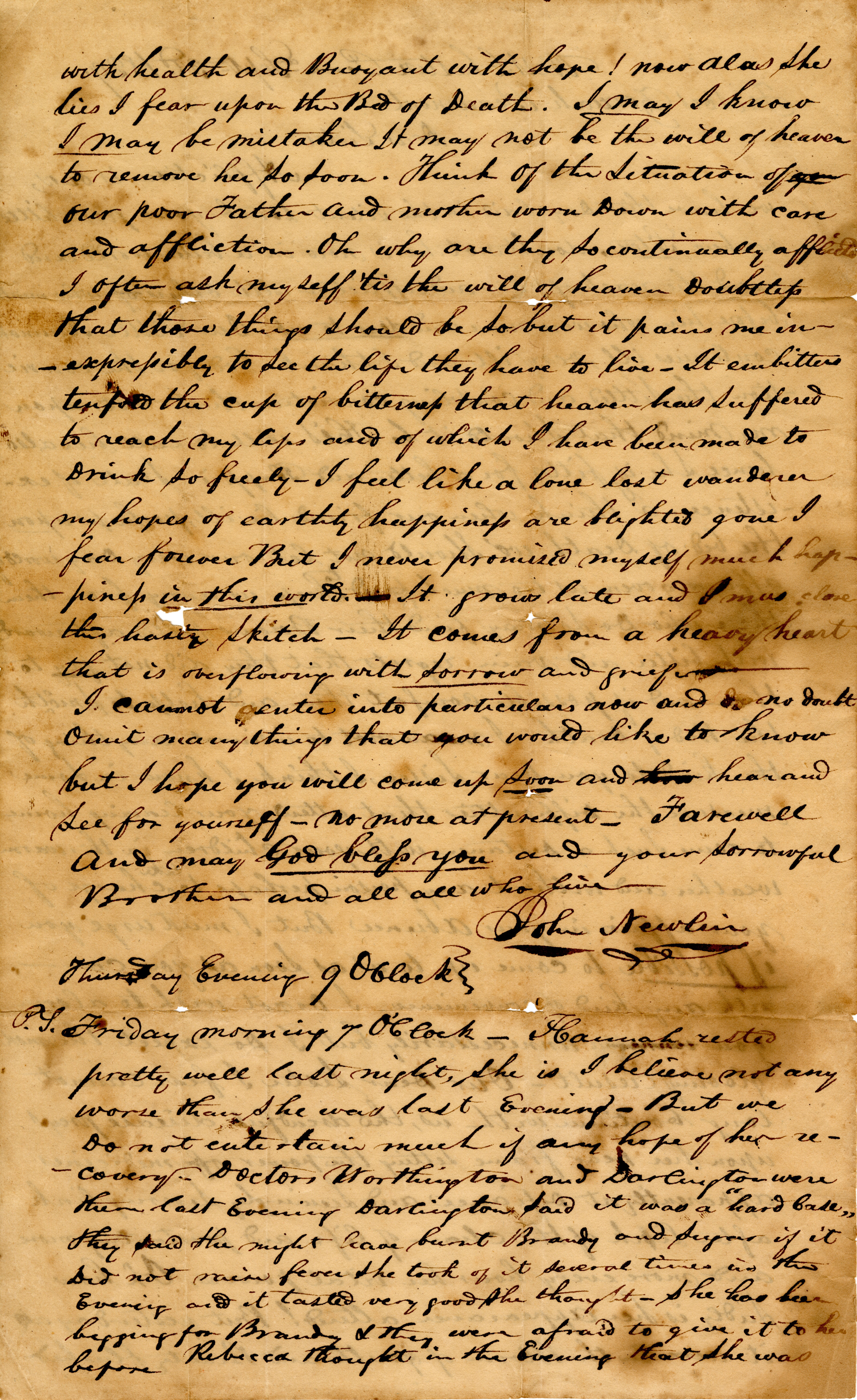 1821 Letter_page 2_from John Newlin to his sister, Zeruah Beaumont 